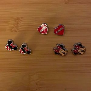 Disney parks Vintage 3 pairs Minnie Mouse pierced stud earrings stainless steel?